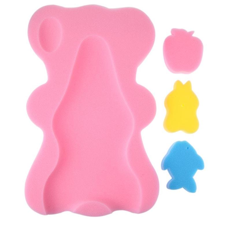 Baby Bath Holder Mesh Pocket Newborn Seat Bath Pad Soft Cushion Bed Infant Anti-slip Shower Sponge Cushion Anti-slip Bear Design